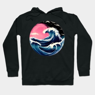 The Great Wave off Kanagawa synthwave painting Hoodie